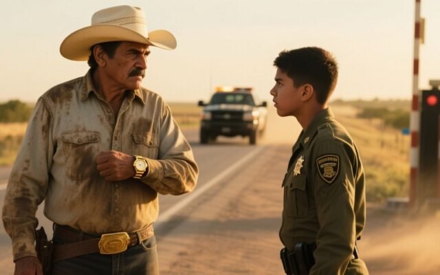 Ranchero veterano defendiendo su reloj de oro de un soldado en un retén militar de la carretera 57